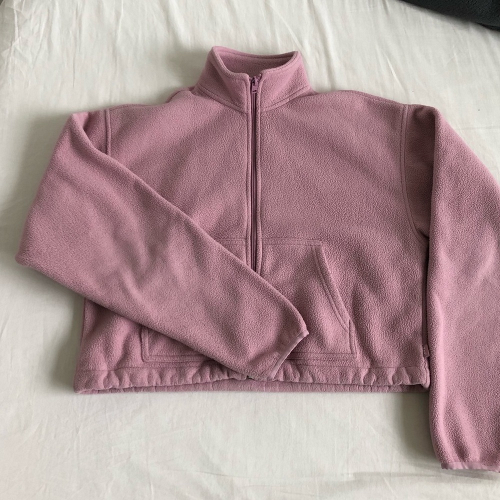 Aritzia Pink Sno Polar Full Zip Crop Jacket